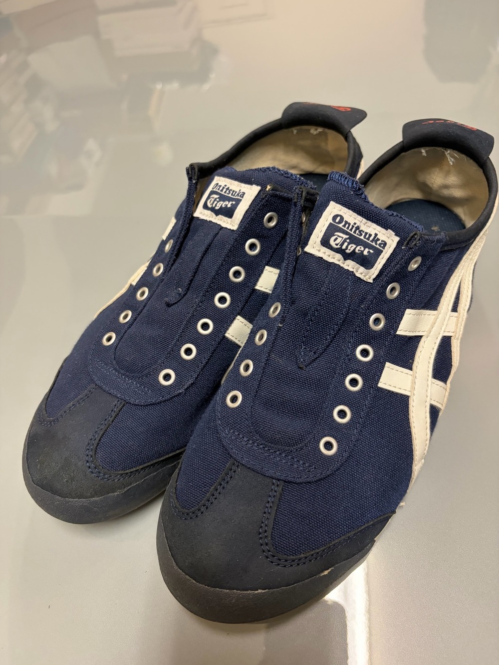Onitsuka Tiger by Asics Navy & White Men’s Slip-On Sneakers